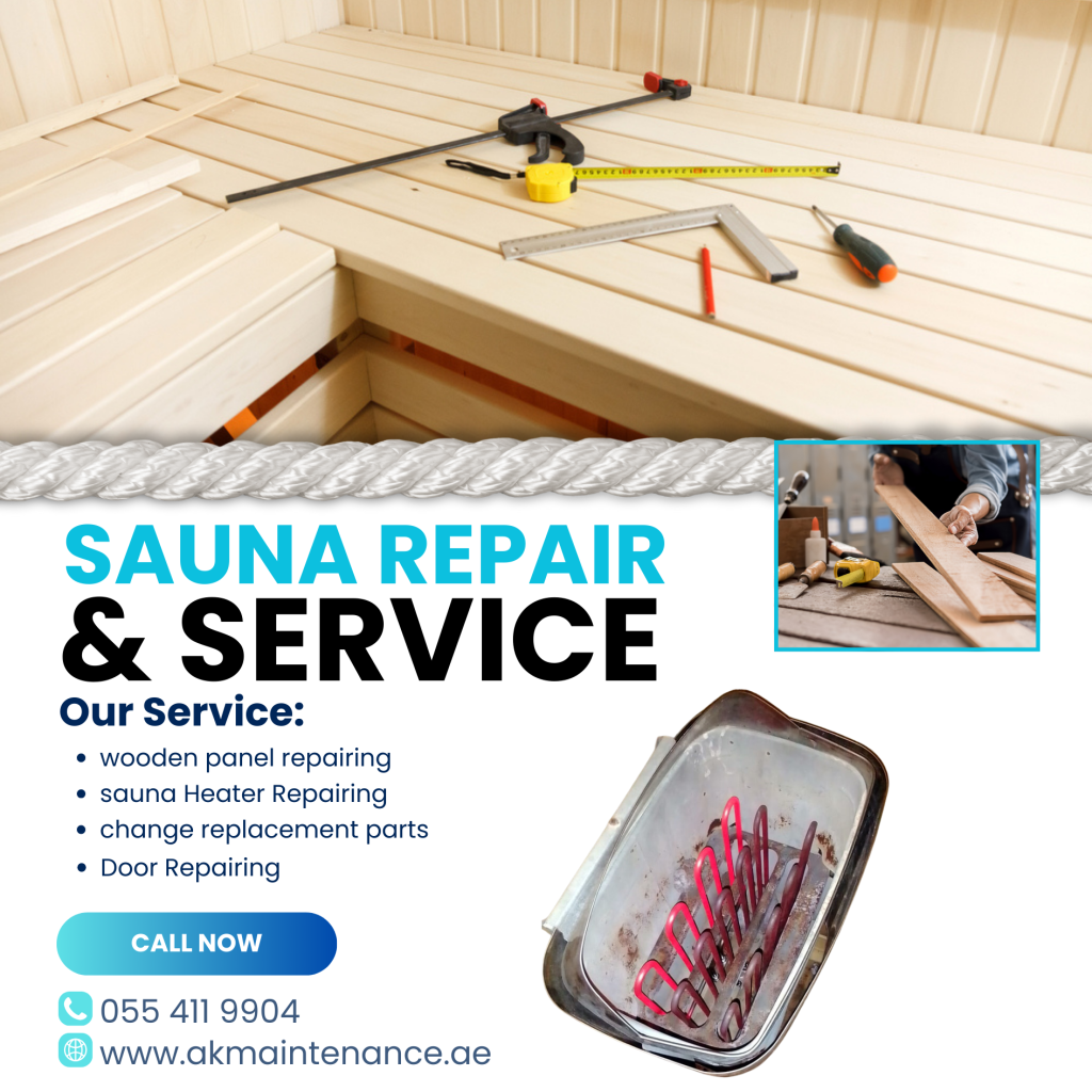 Sauna Repair Technician Inspecting Heating Element